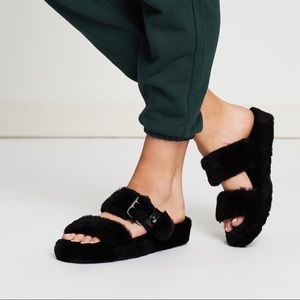 UGG Black Fuzz Yeah Slippers